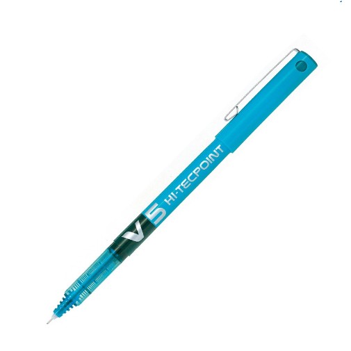 STYLO PILOT V5 ÉCRITURE FINE 0.3MM CLIP MÉTAL ENCRE LIQUIDE NIVEAU VISIBLE POINTE INDÉFORMABLE COLORIS TURQUOISE