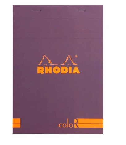 [11075] BLOC AGRAFÉ RHODIA COLOR N.16 A5 14.8x21CM COUVERTURE PELLICULÉE VIOLET 70F 90G LIGNÉ MICROPERFORÉ VIOLET