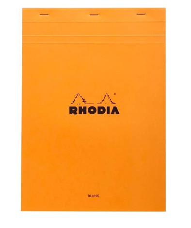 [11076] BLOC BUREAU RHODIA A4+ PAPIER VÉLIN SURFIN COUVERTURE ENDUITE ENVELOPPANTE 210X297MM 80F DÉTACHABLES 80G ORANGE